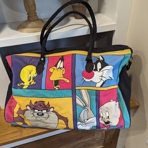 Looney Tunes 1993 Rare Vintage Duffle Bag Tweety Sylvester Daffy Bugs Taz Porky